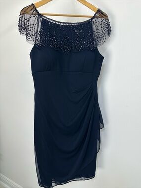 Navy Beaded Cocktail Dress Size 10-12